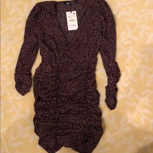 Zara cocktail dress - ruched with deep v 💕💞